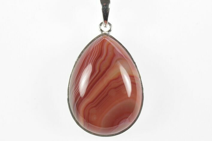 Banded Red Agate Pendant (Necklace) - Sterling Silver #244054